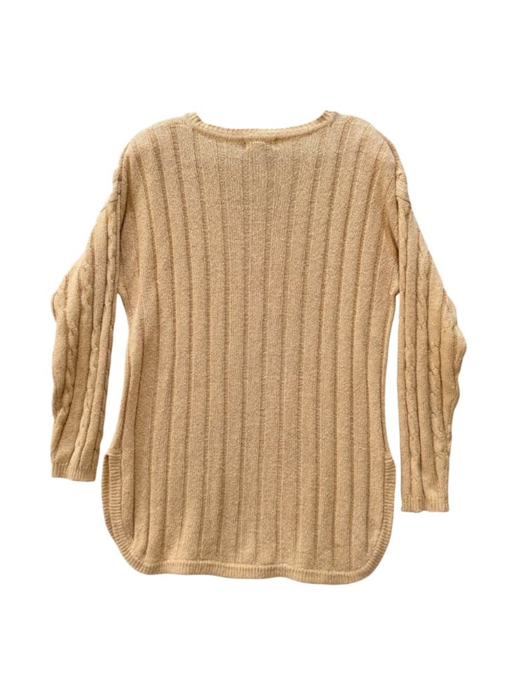 Vintage Pierre Cardin Oversized Sweater Women's M Silk Cable Knit Harvest Gold - Picture 3 of 7